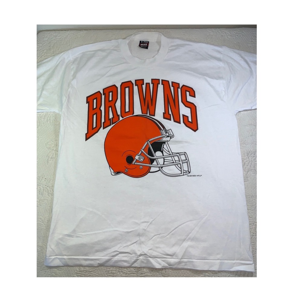 Vintage 1993 Cleveland Browns T Shirt XL Fruit of the Loom Best NFL White 90s
